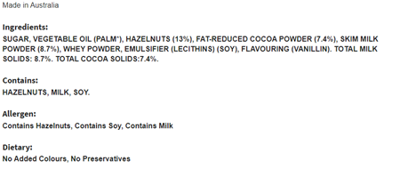 Nutella Ingredients